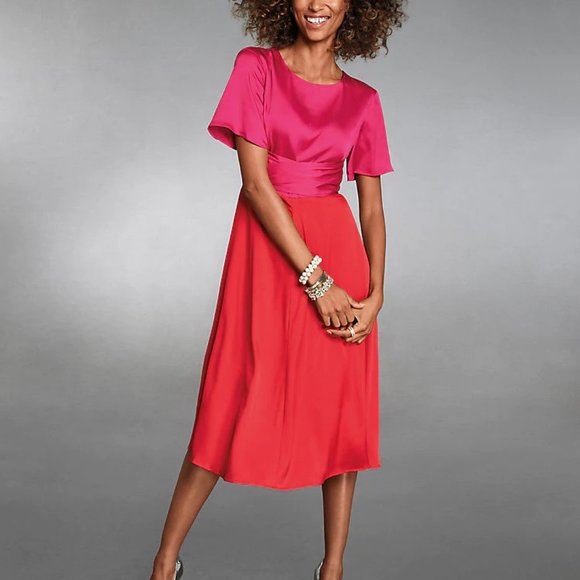 Ann Taylor 0P Colorblock Wrap Midi - Picture 1 of 4